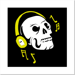 Skeleton listen to music HALLOWEEN Posters and Art